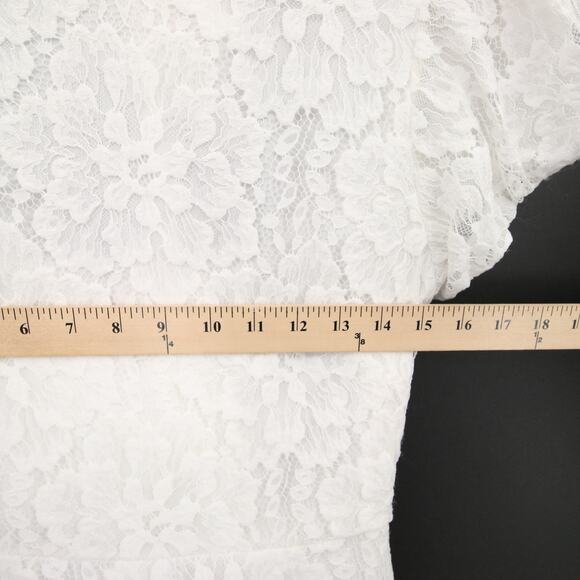 Free People Dress White Lace Mini Short Sleeve Puff Sleeve Open Back Tie Back S - Picture 6 of 14